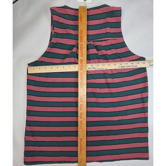 Mitto Shop V-Neck Top Striped Sleeveless Pink & Green Womens Med New with Tags - Picture 10 of 11